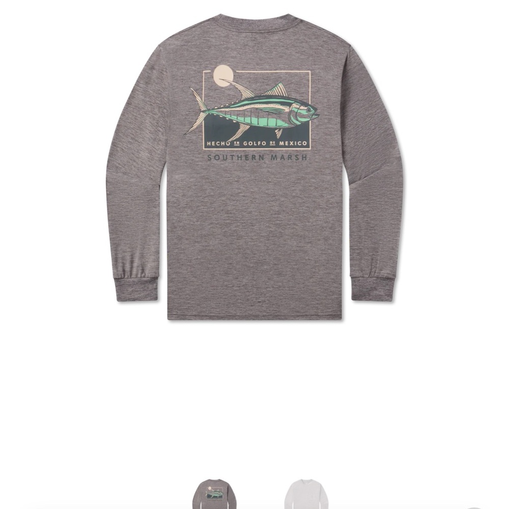 SOUTHERN MARSH LS FIELDTEC HEATHERED TEE  size S